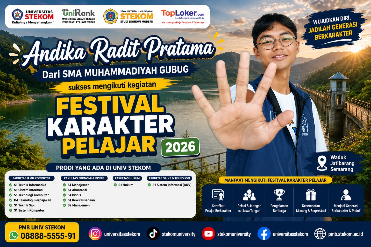 Andika Radit Pratama dari SMA MUHAMMADIYAH GUBUG Terpilih Mengikuti Festival Karakter Pelajar Universitas STEKOM 2026