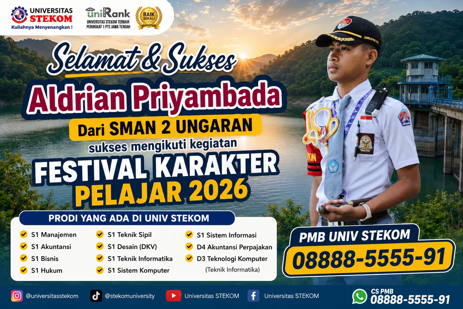 Aldrian Priyambada dari SMAN 2 UNGARAN Terpilih Mengikuti Festival Karakter Pelajar Universitas STEKOM 2026