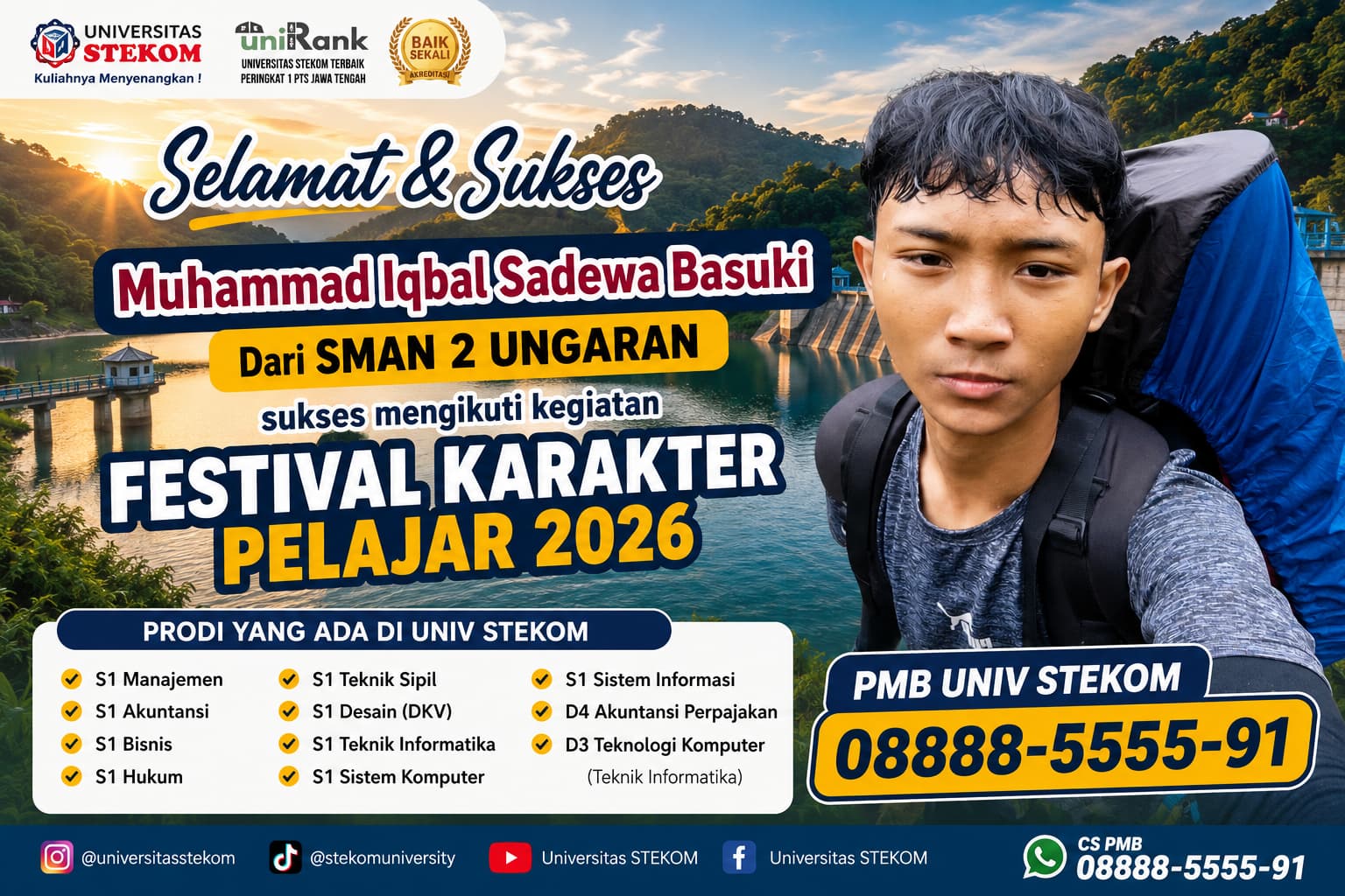 Muhammad Iqbal Sadewa Basuki dari SMAN 2 UNGARAN Terpilih Mengikuti Festival Karakter Pelajar Universitas STEKOM 2026