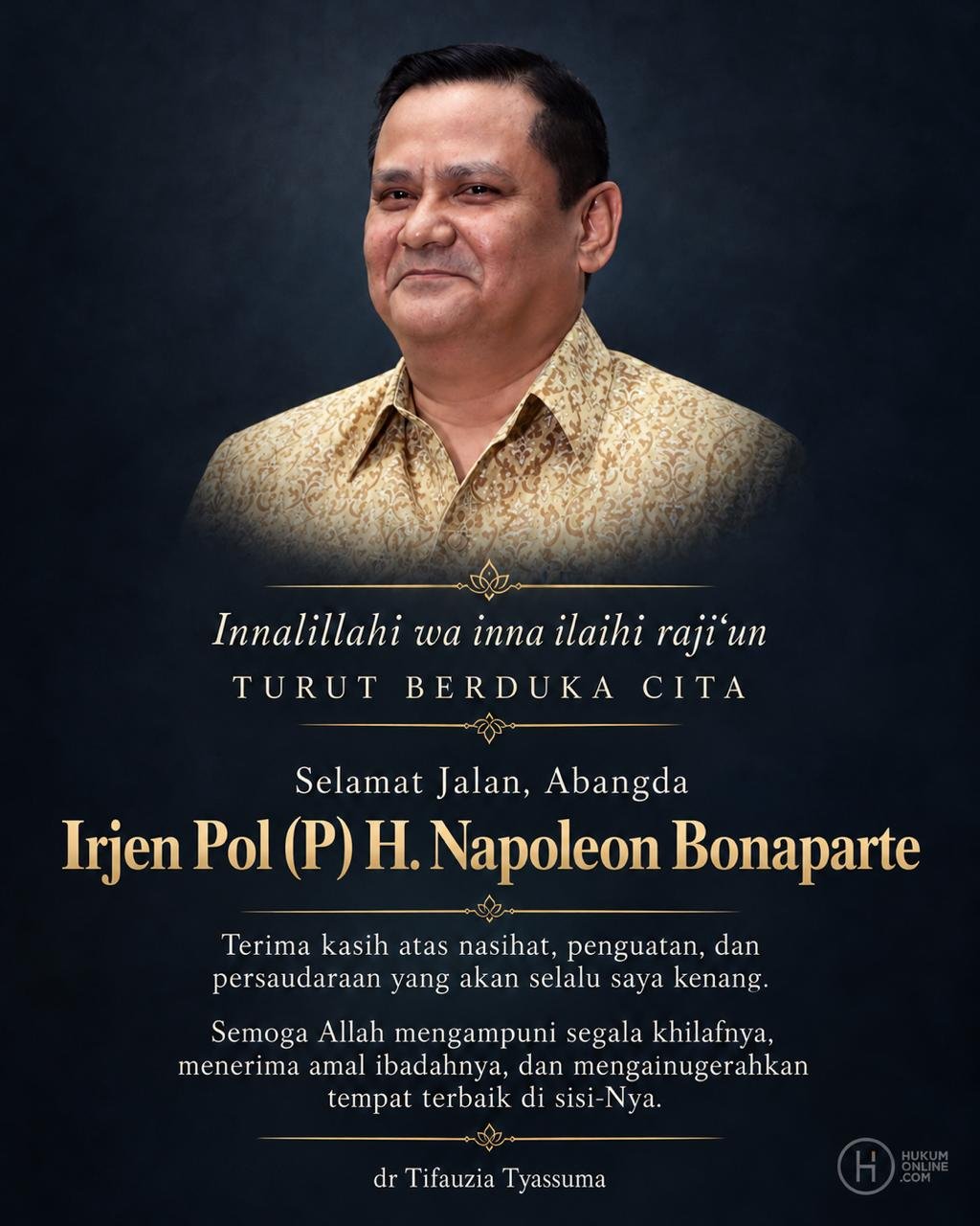 Mantan Kadivhubinter Polri Napoleon Bonaparte Meninggal Dunia karena Sakit