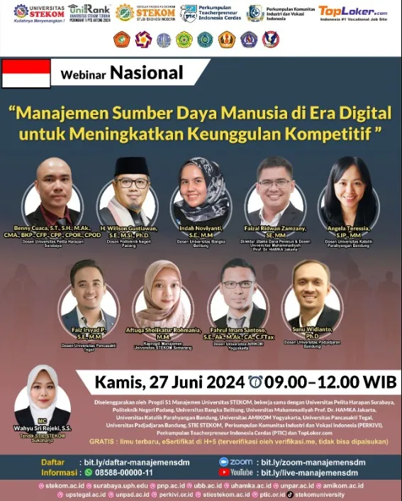 WEBINAR NASIONAL : Manajemen Sumber Daya Manusia di Era Digital untuk Meningkatkan Keunggulan Kompetitif