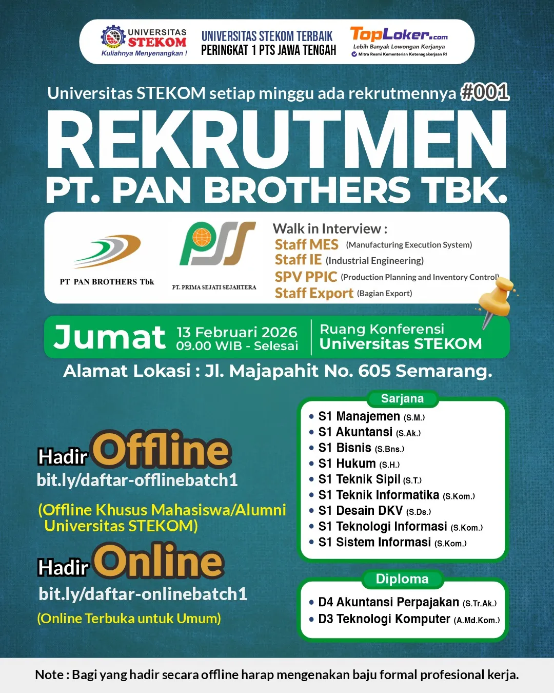 Walk In Interview bersama PT. PAN BROTHERS TBK #1