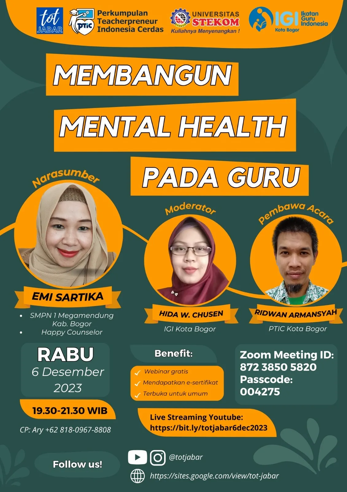 TOT Jabar :MEMBANGUN MENTAL HEALTH PADA GURU