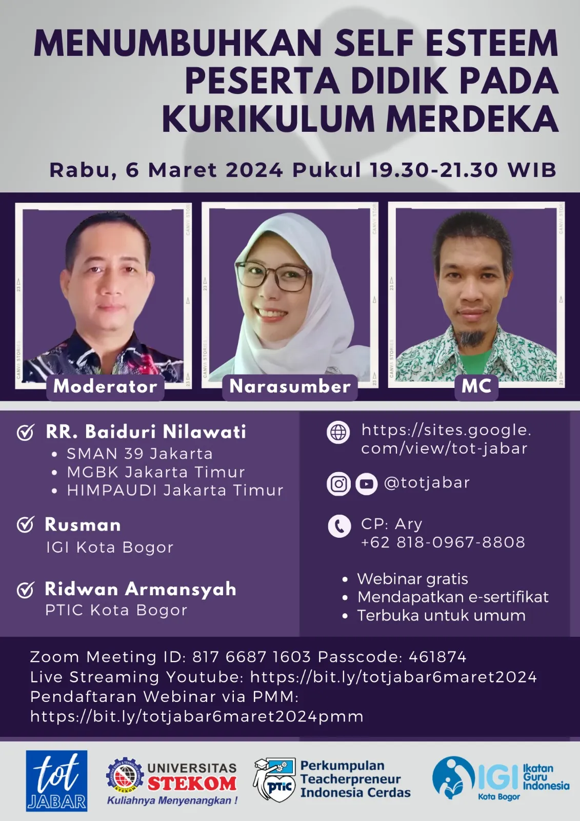 TOT Jabar : MENUMBUHKAN SELF ESTEEM PESERTA DIDIK PADA KURIKULUM MERDEKA
