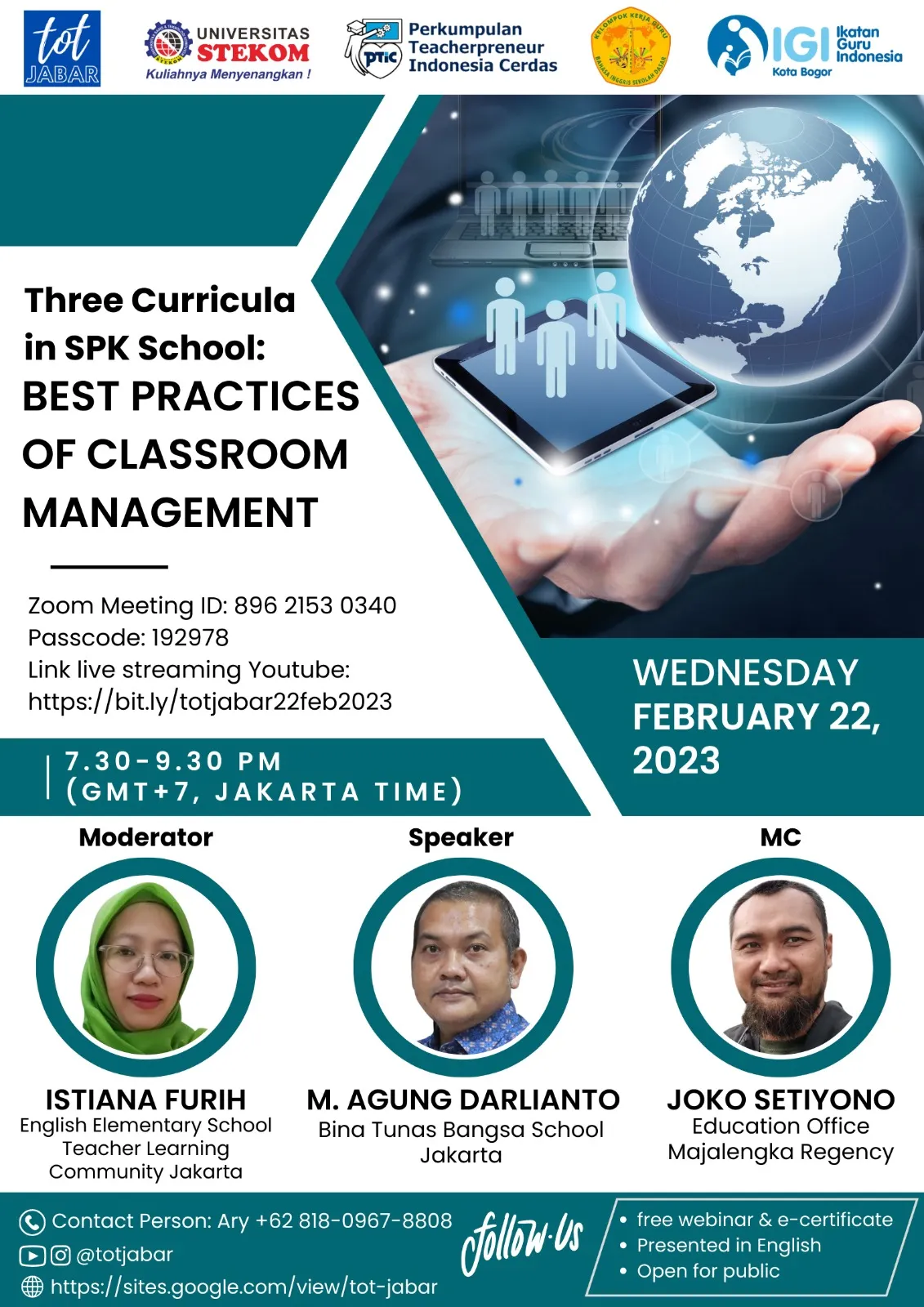 TOT JABAR 22 Februari 2023 "Three Curricula in SPK School: Best Practices of Classroom Management"