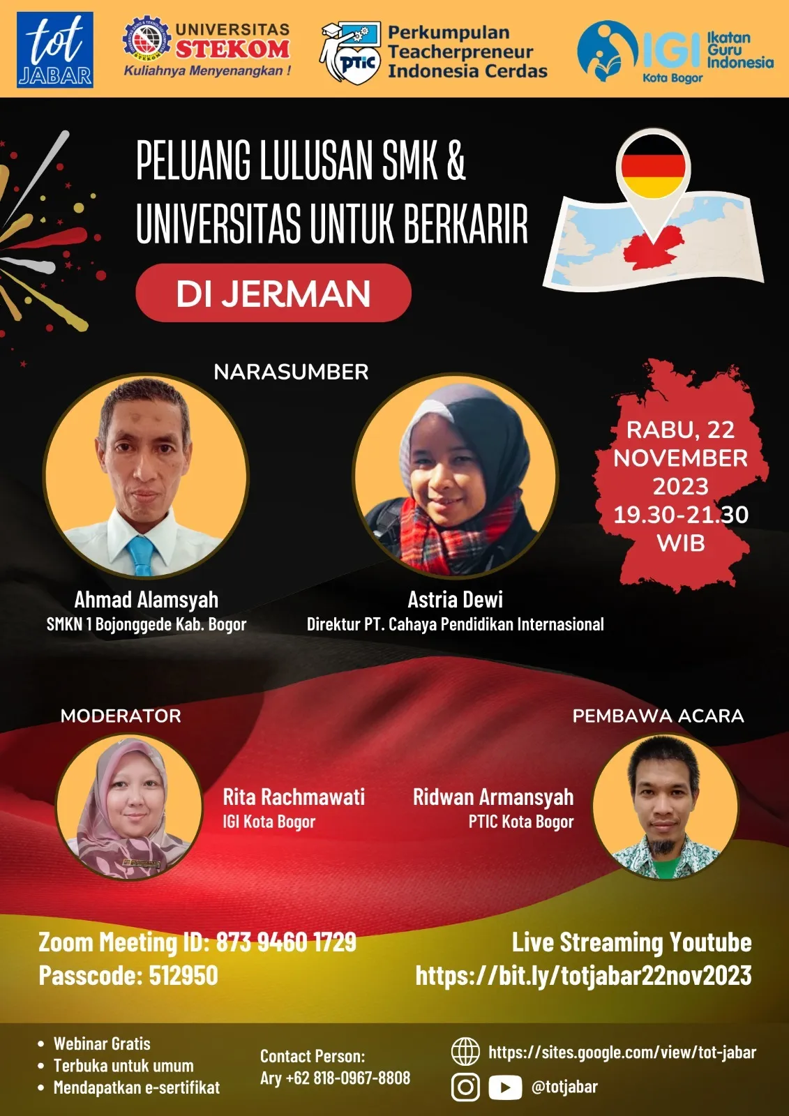 TOT Jabar : PELUANG LULUSAN SMK dan UNIVERSITAS UNTUK BERKARIR DI JERMAN
