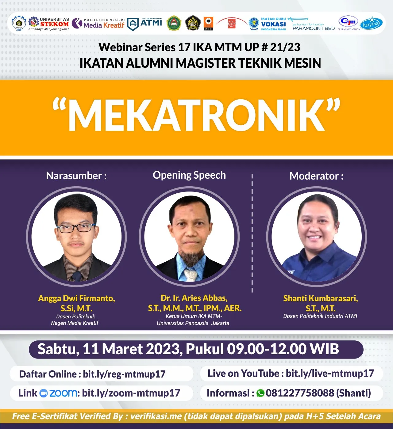 Webinar Series 17 IKA MTM UP 21/23 "Mekatronik" Sabtu, 11 Maret 2023