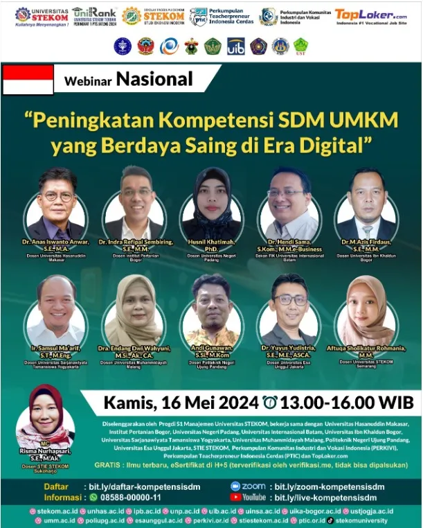 WEBINAR NASIONAL : Peningkatan Kompetensi SDM UMKM yang berdaya saing di Era Digital
