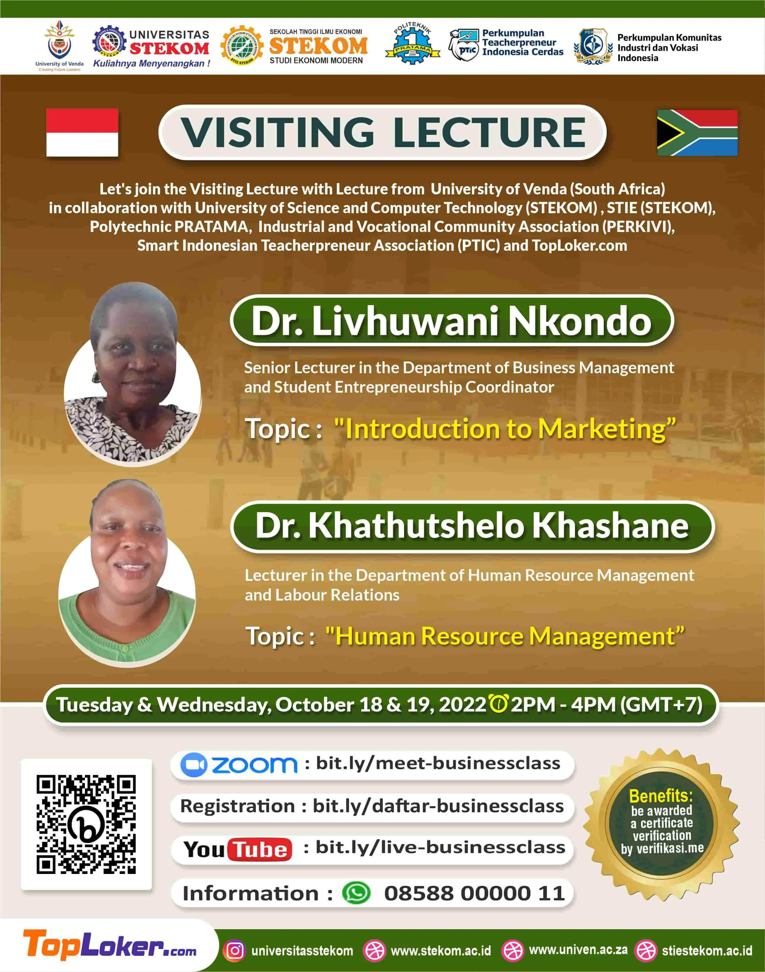Visiting Lecturer with Lecturer from University of Venda (South Africa)
