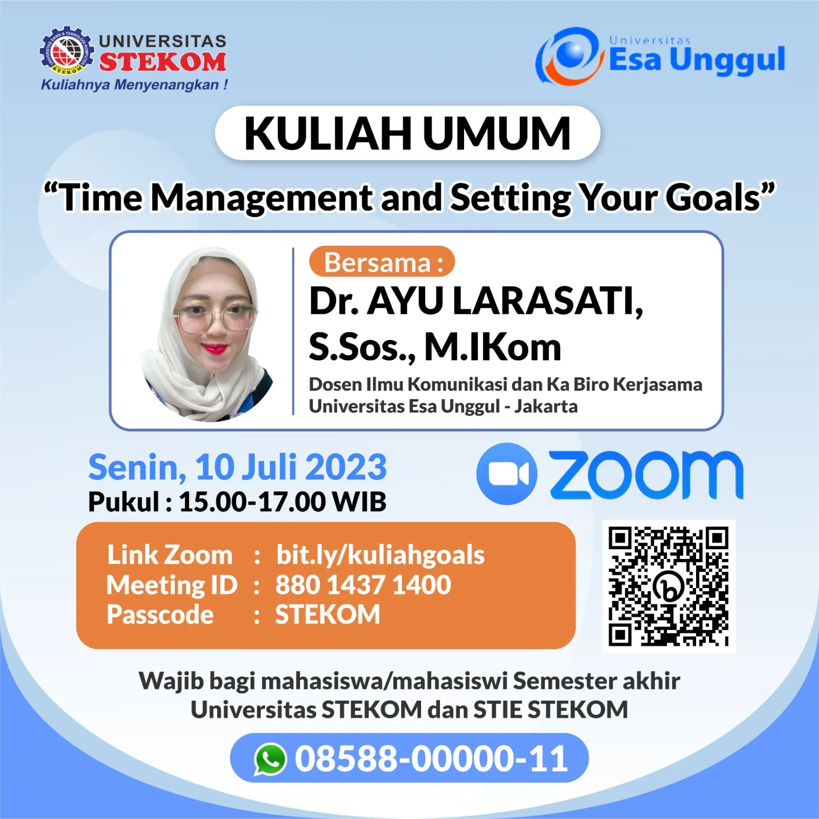 KULIAH UMUM "Time Management and Setting Your Goals"