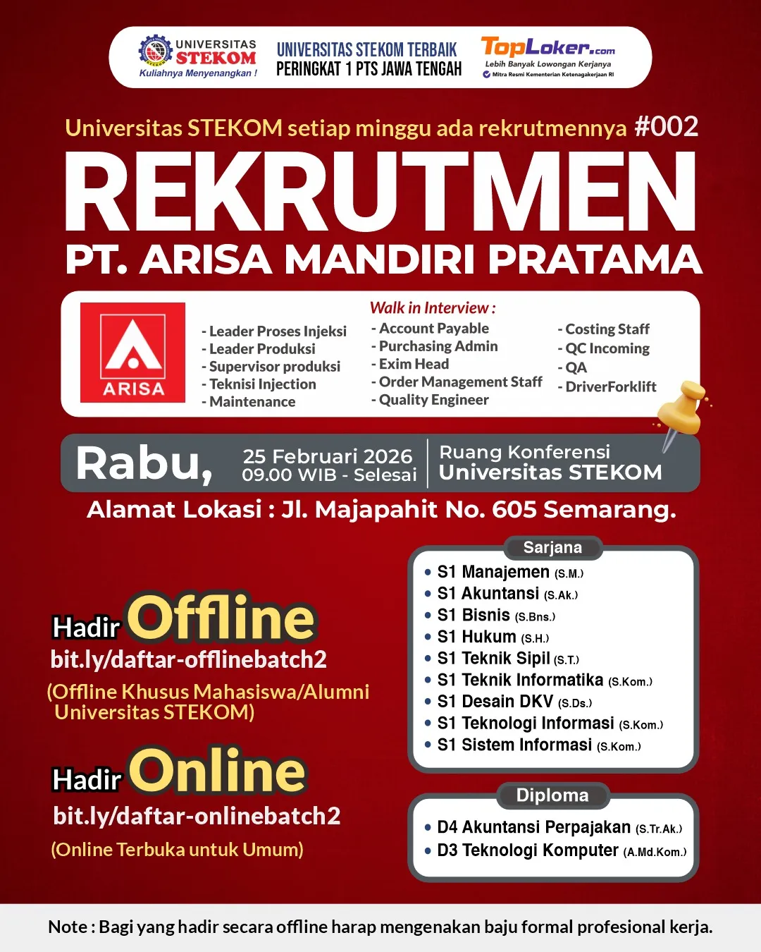 Walk In Interview bersama PT. ARISA MANDIRI PRATAMA #2