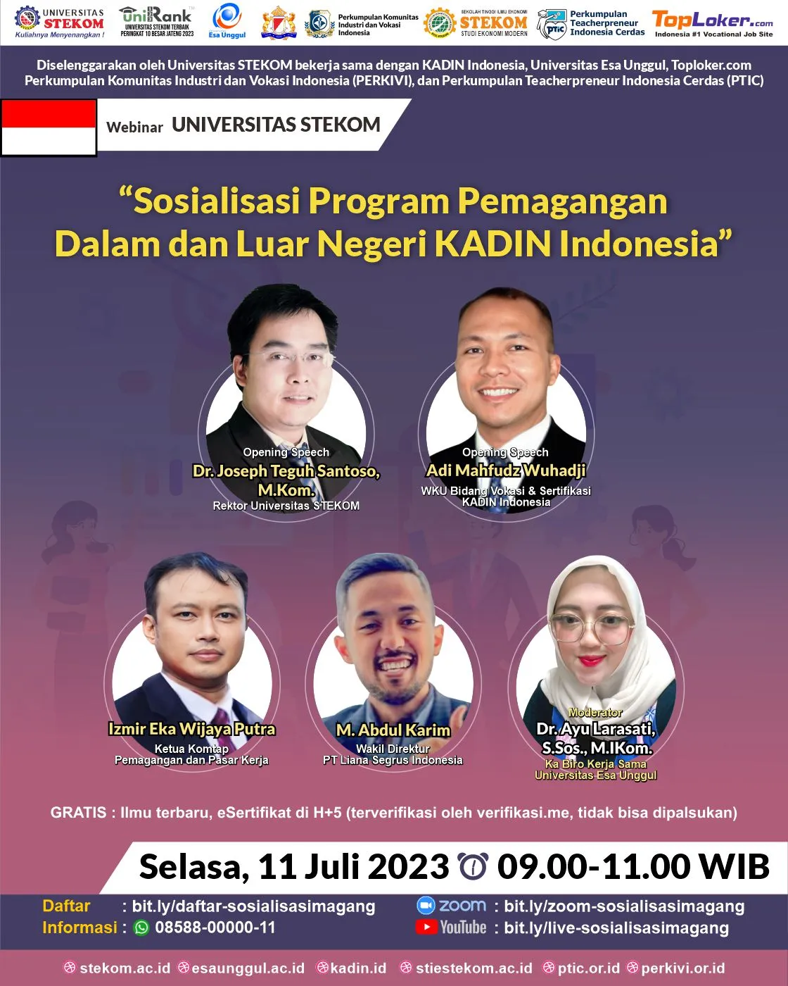 WEBINAR Universitas STEKOM - Sosialisasi Program Pemagangan Dalam dan Luar Negeri KADIN Indonesia
