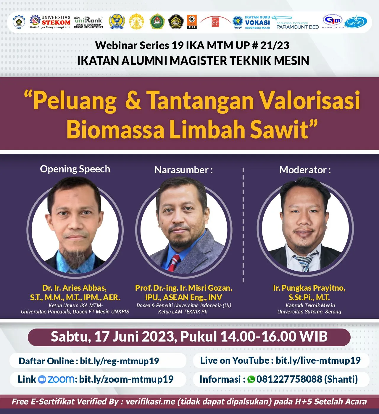 Webinar Series 19 IKA MTM UP # 21/23 "Peluang dan Tantangan Valorisasi Biomassa Limbah Sawit"