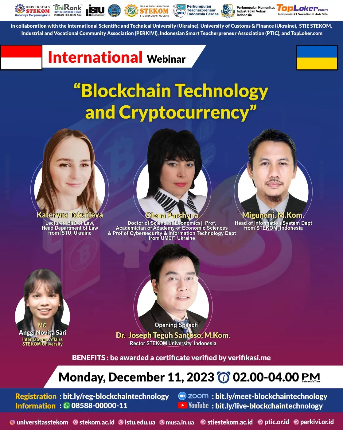 Internasional Webinar : Blockchain Technology and Cryptocurrency