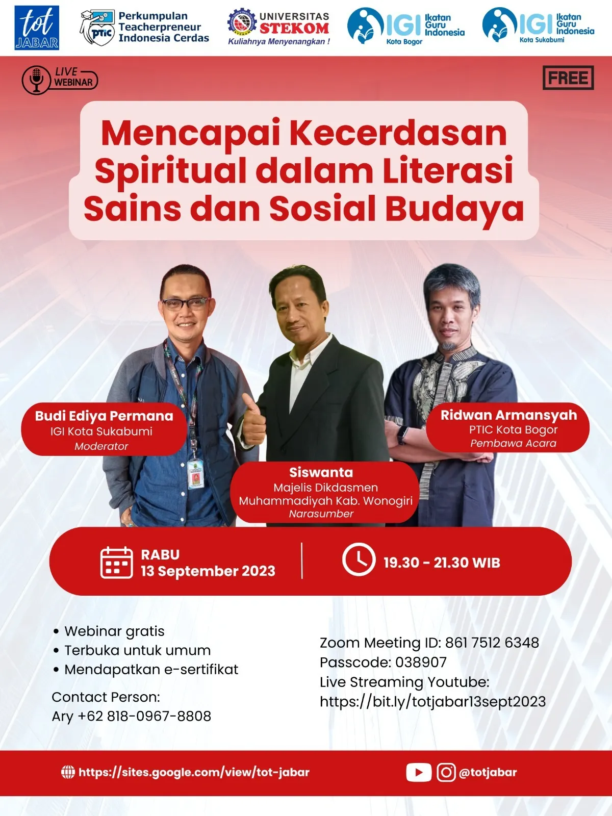 TOT Jabar : Mencapai Kecerdasan Spiritual dalam Literasi Sains dan Sosial Budaya
