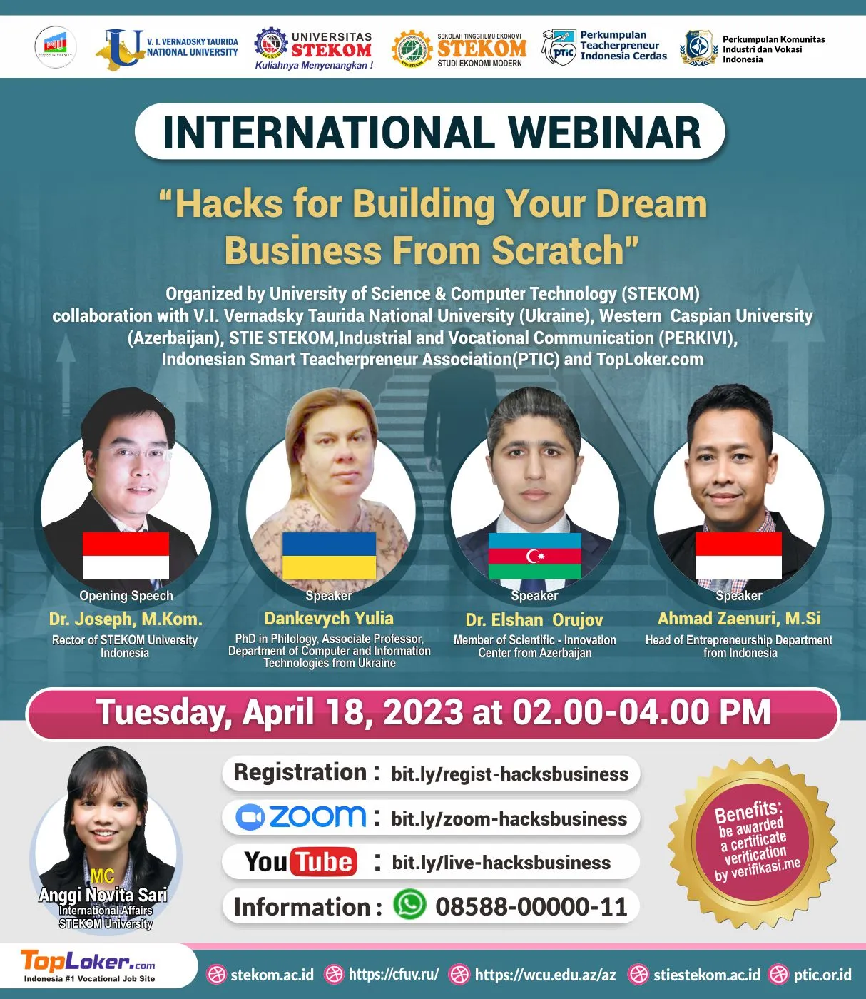 Internasional Webinar Hacks for Building Your Dream Business From Scratch
