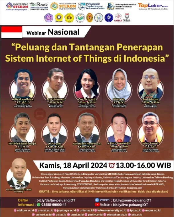 WEBINAR NASIONAL : Peluang Dan Tantangan Penerapan Sistem Internet of Things di Indonesia
