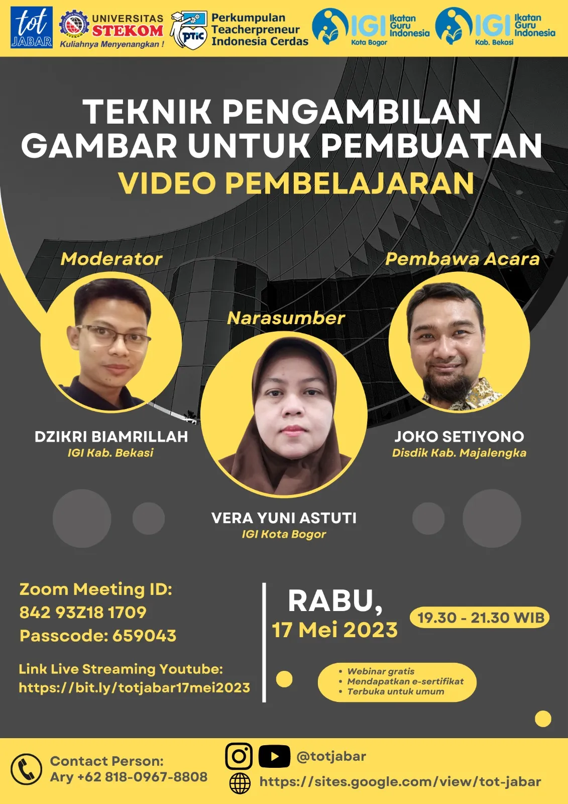 TOT Jabar "TEKNIK PENGAMBILAN GAMBAR UNTUK PEMBUATAN VIDEO PEMBELAJARAN" 