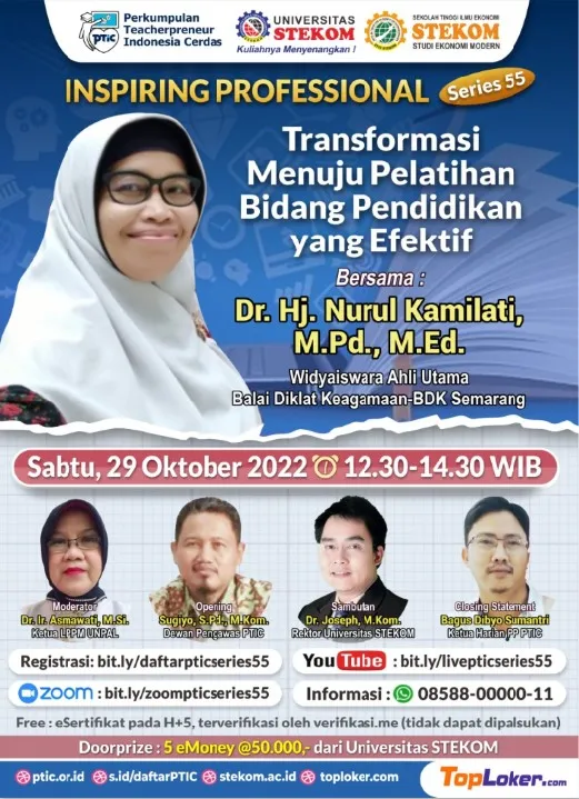 INSPIRING PROFESSIONAL #SERIES 55 "Transformasi Menuju Pelatihan Bidang Pendidikan yang Efektif"