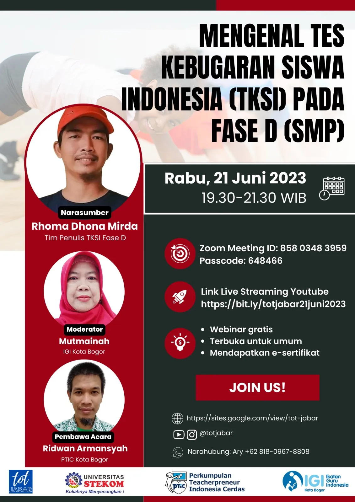 TOT Jabar "MENGENAL TES KEBUGARAN INDONESIA (TKSI) PADA FASE D (SMP)"