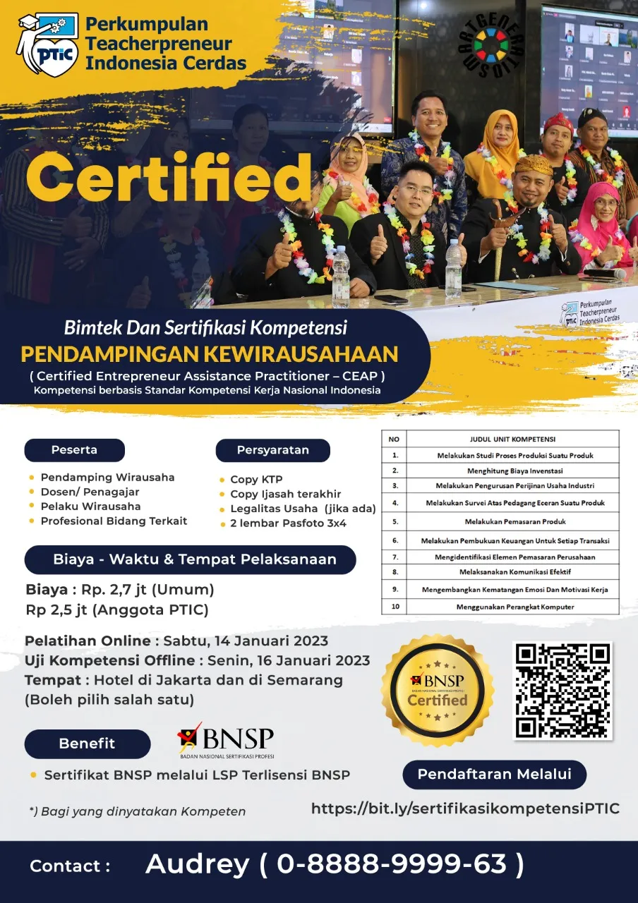 Bimtek dan Sertifikasi Kompetensi "PENDAMPINGAN KEWIRAUSAHAAN"