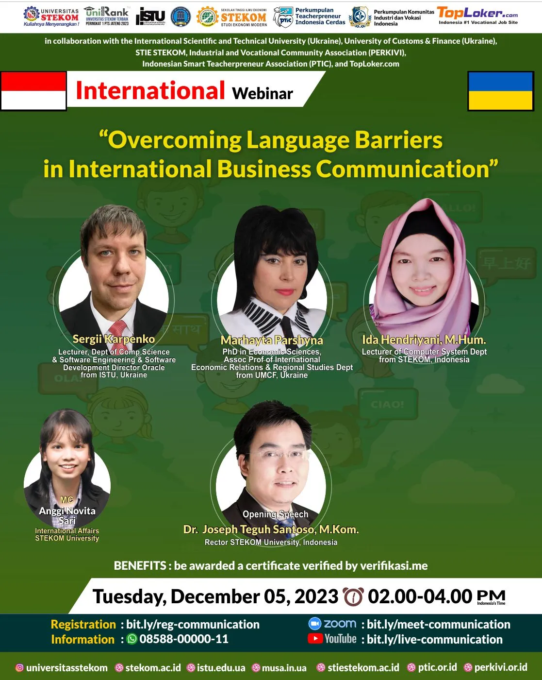 Internasional Webinar : Overcoming Language Barriers in International Business Communication