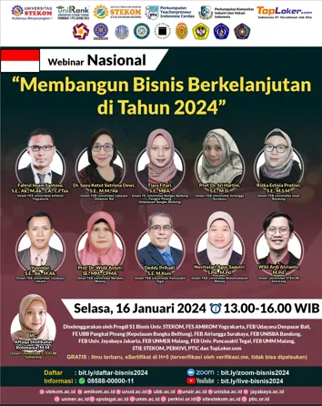 WEBINAR NASIONAL : Membangun Bisnis Berkelanjutan di Tahun 2024