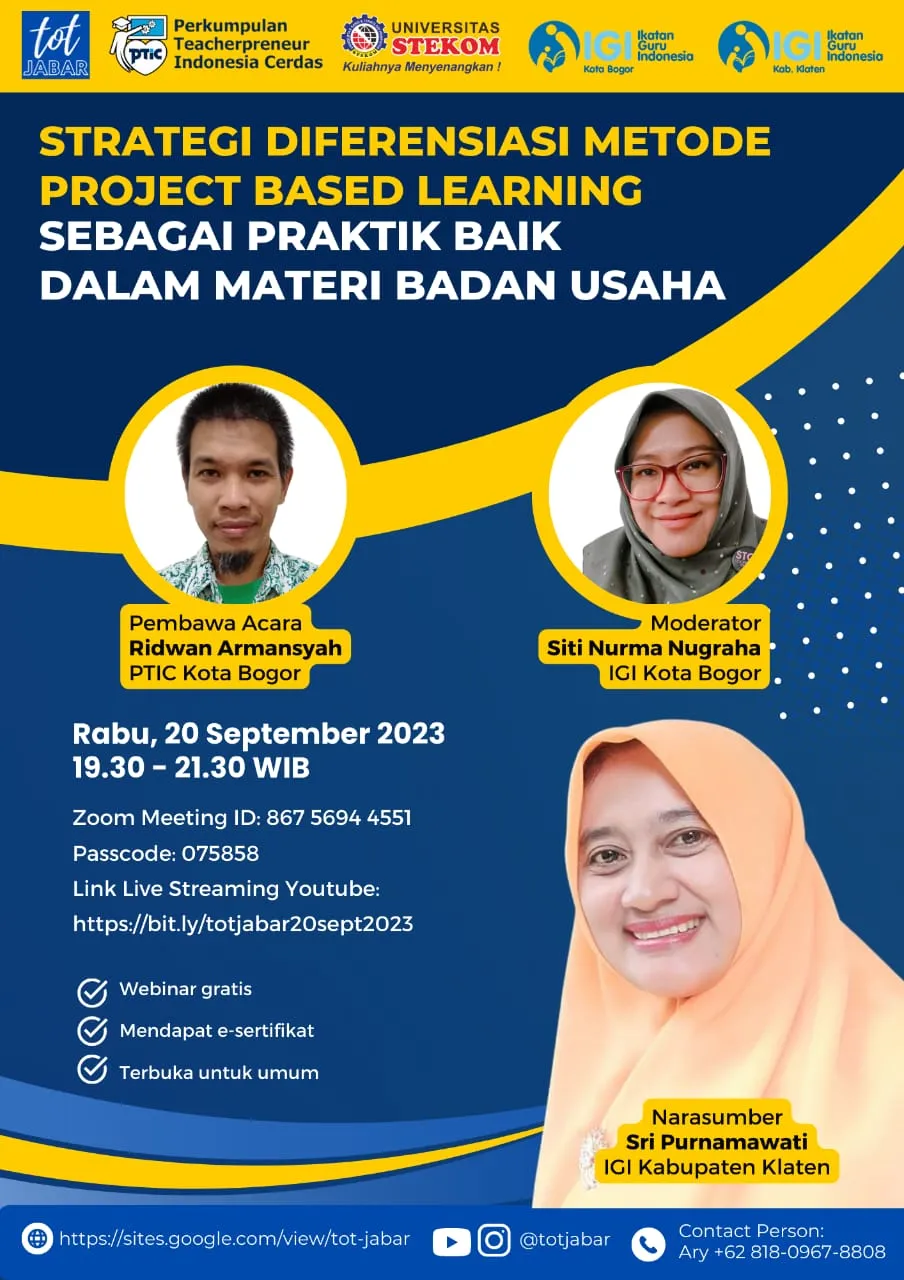 TOT Jabar : Strategi Diferensiasi Metode Project Based Learning sebagai Praktek Baik dalam Materi Badan Usaha