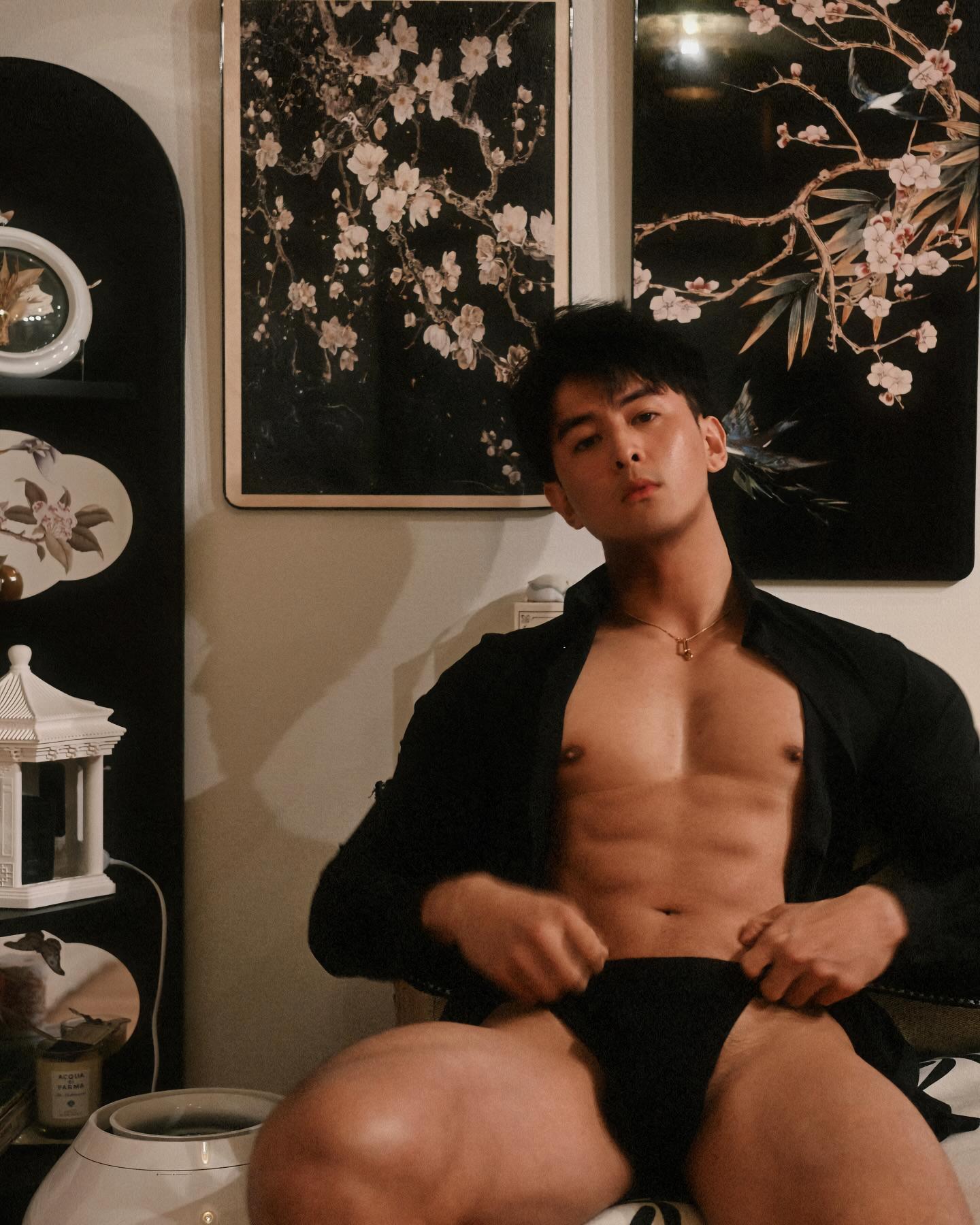 Adult Handsome Chinese men pose for sexy photos