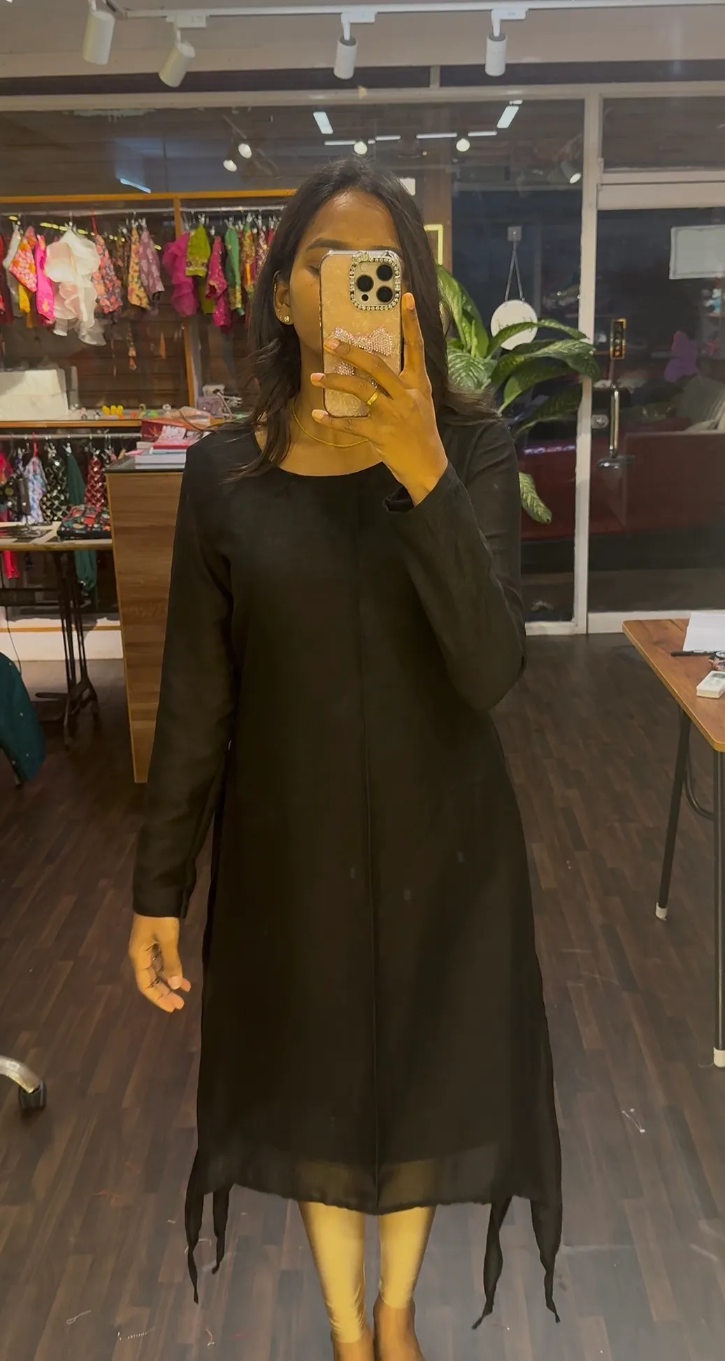 Black Georgette Kurtha Full sleeves
