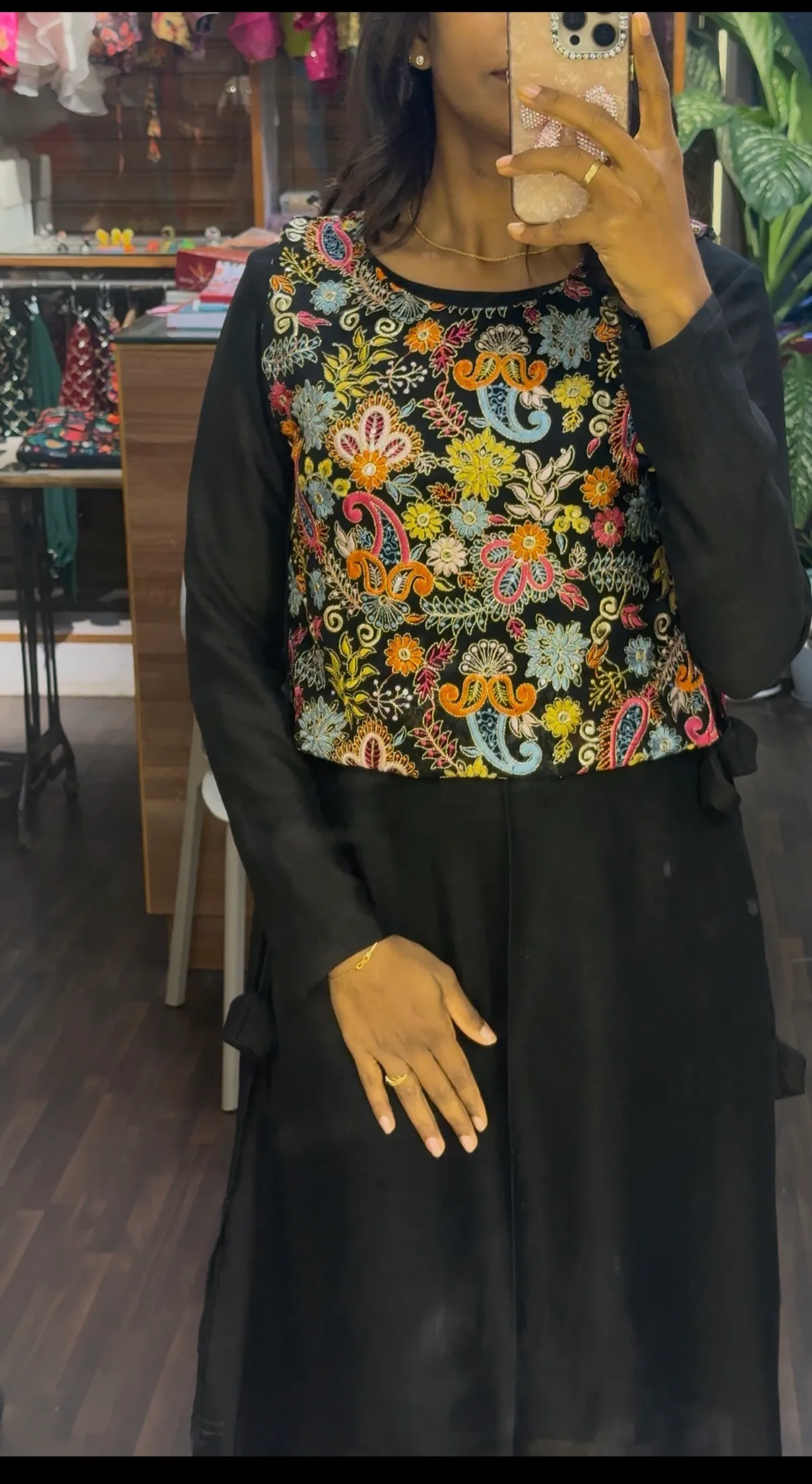 Plain Black Kurtha with over coat