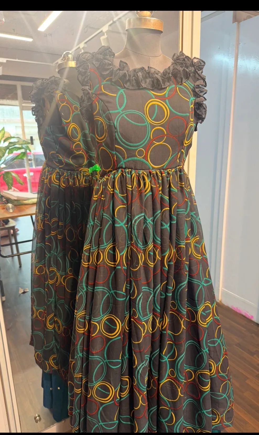 Black multi-coloured Sleeveless Dress