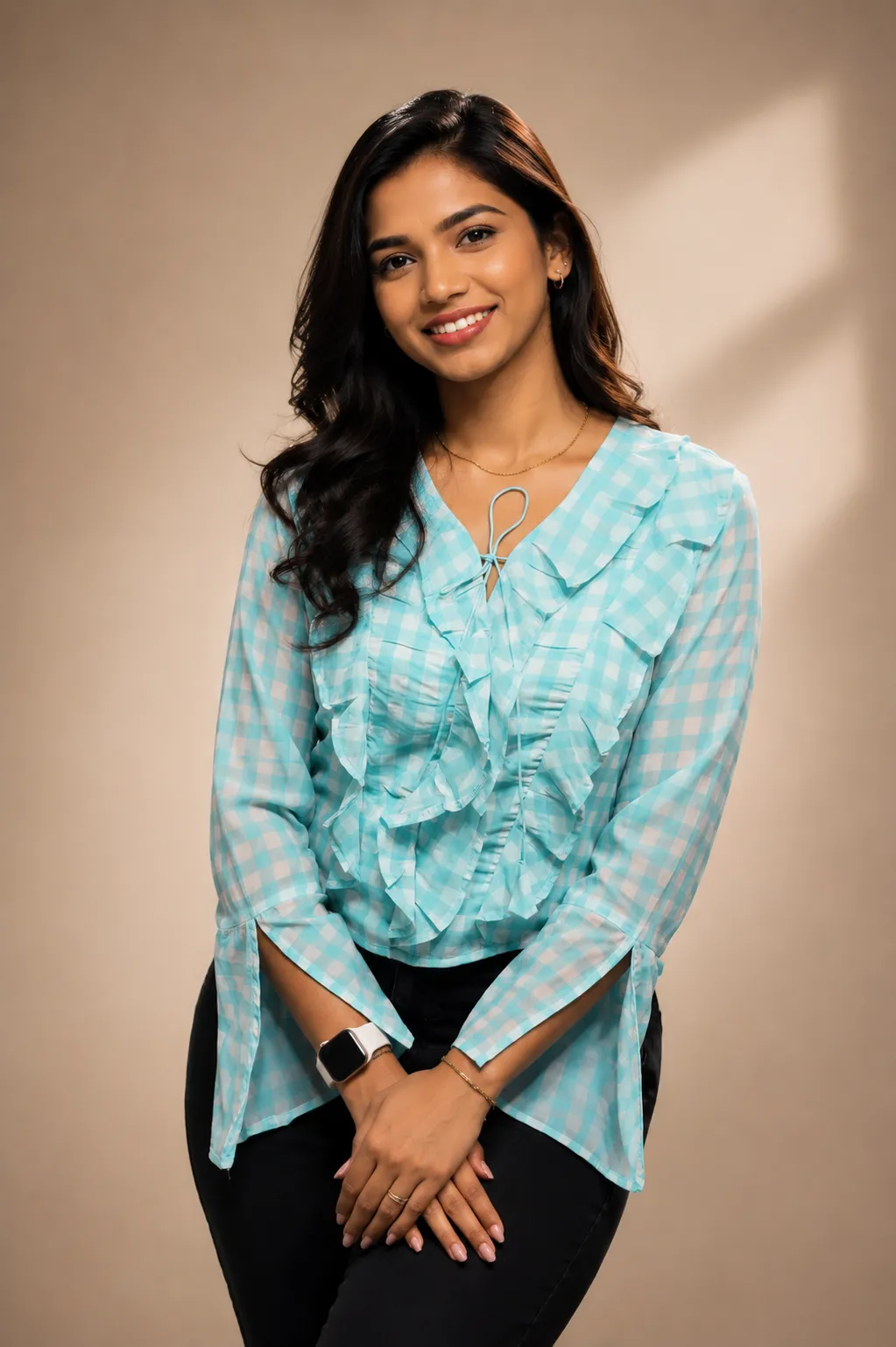 Ice Blue Ruffle Top