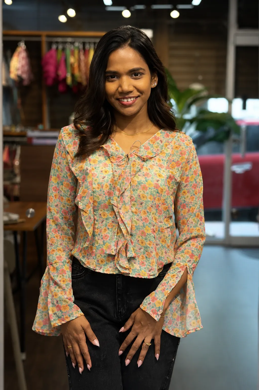 Floral Ruffle Top