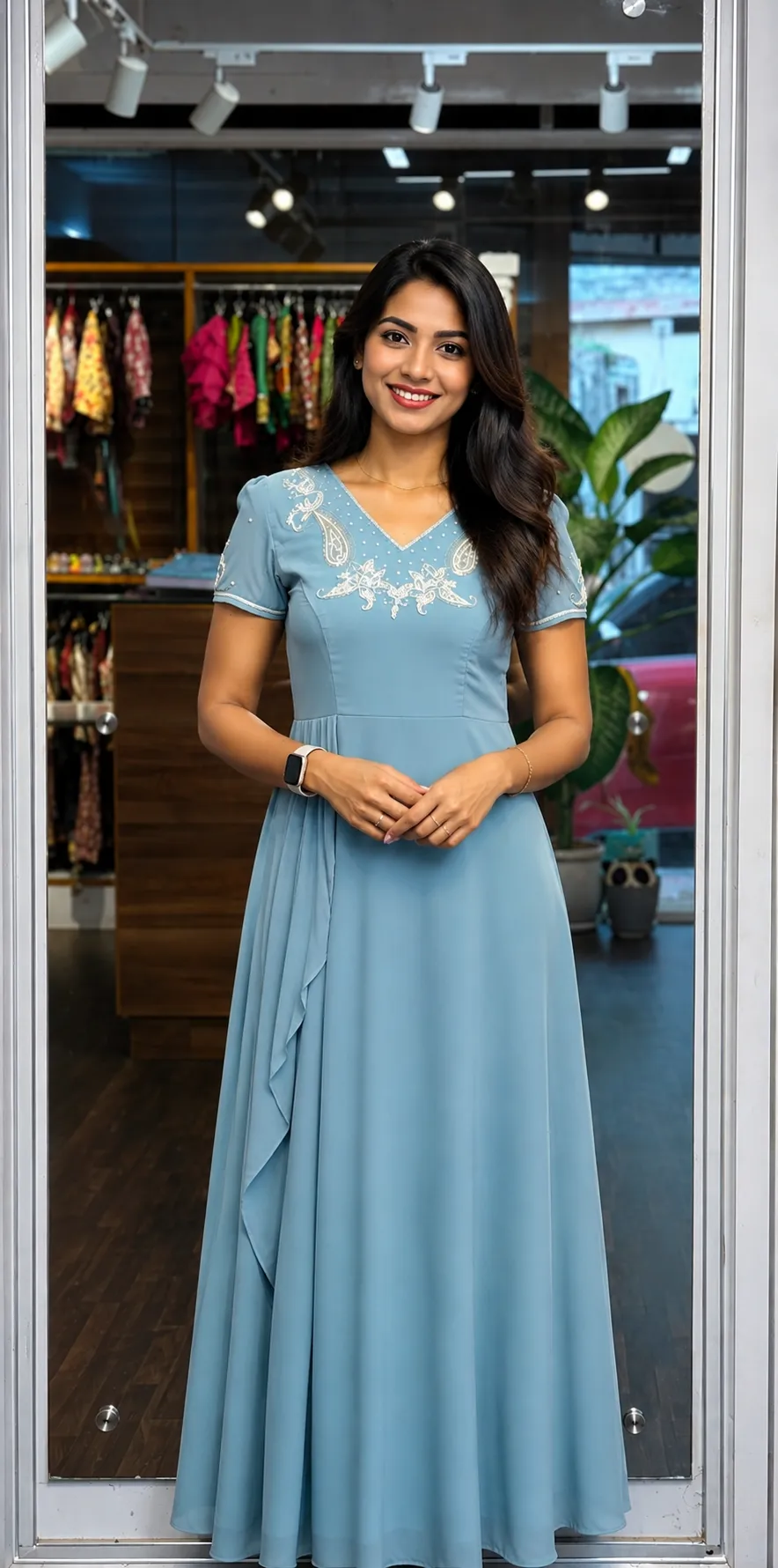 Powder Blue Hand work Anarkali