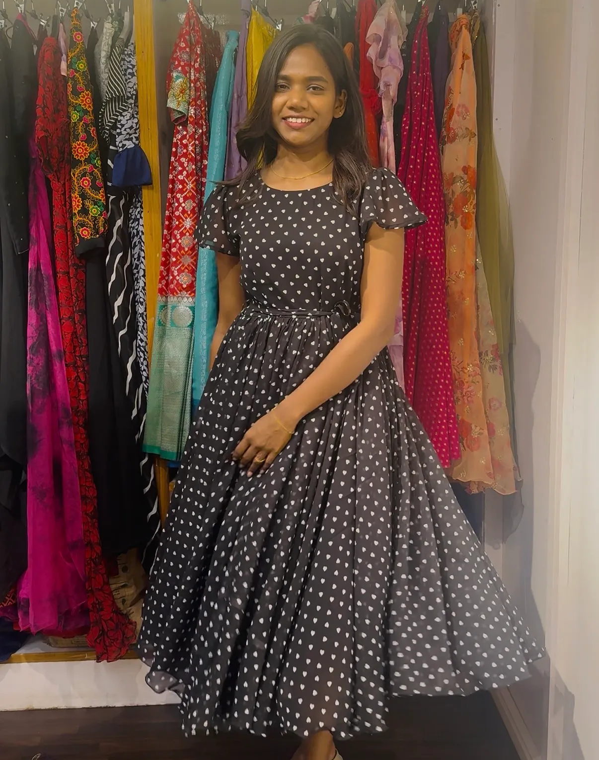 Black Georgette Ruffle Dress 