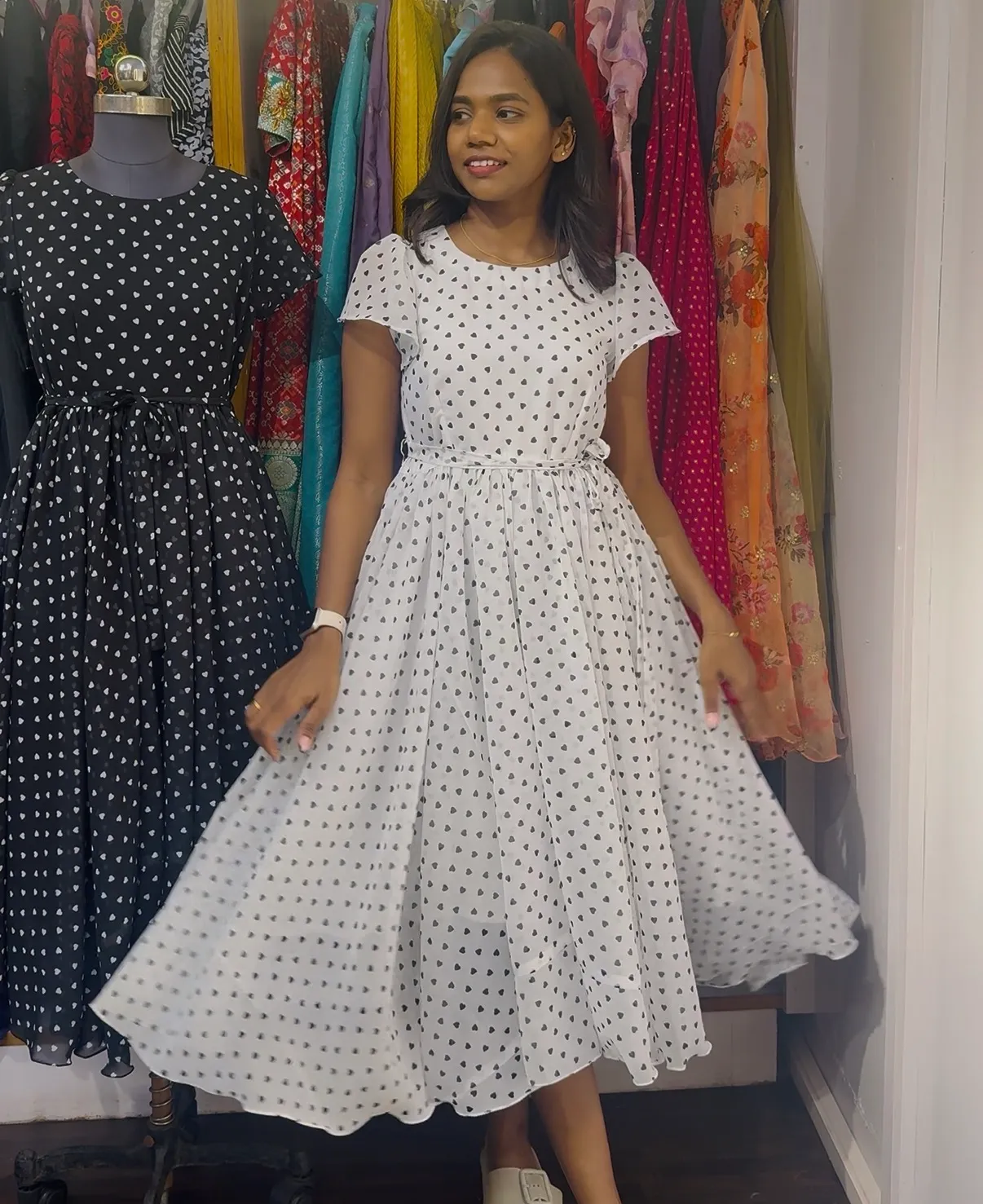White Georgette Ruffle Dress