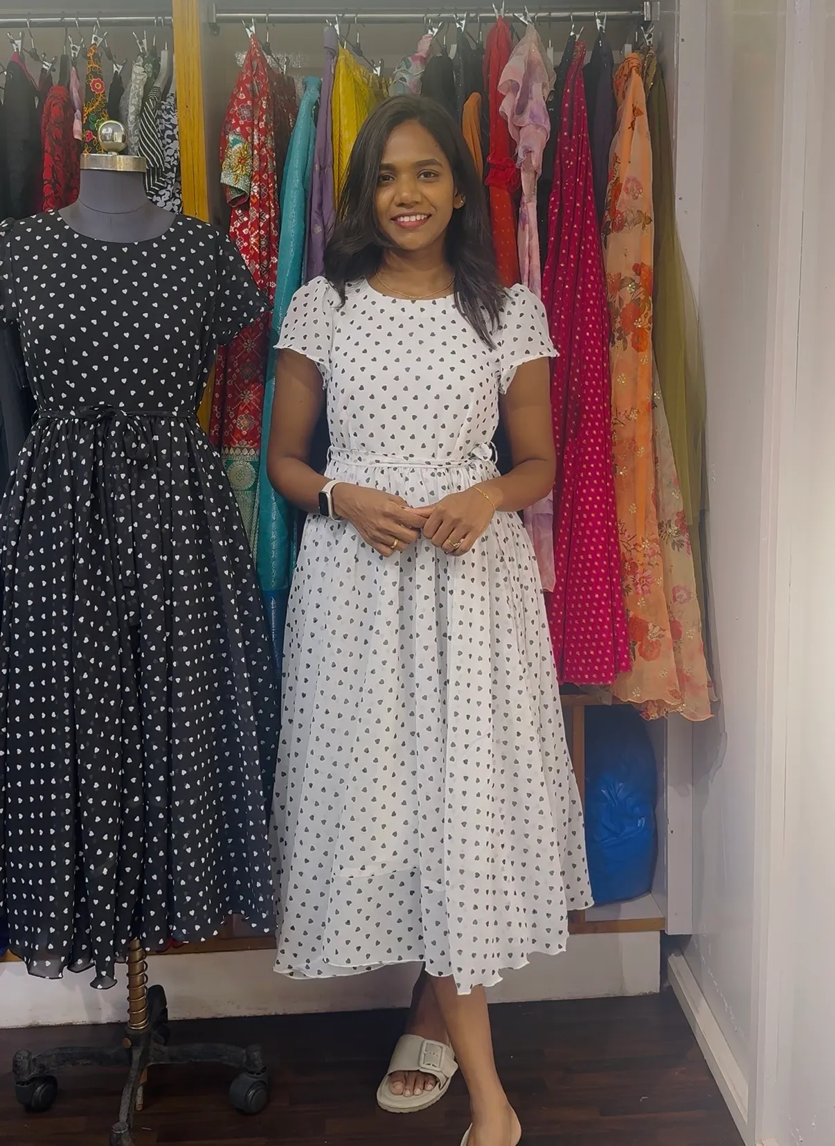 White Georgette Ruffle Dress