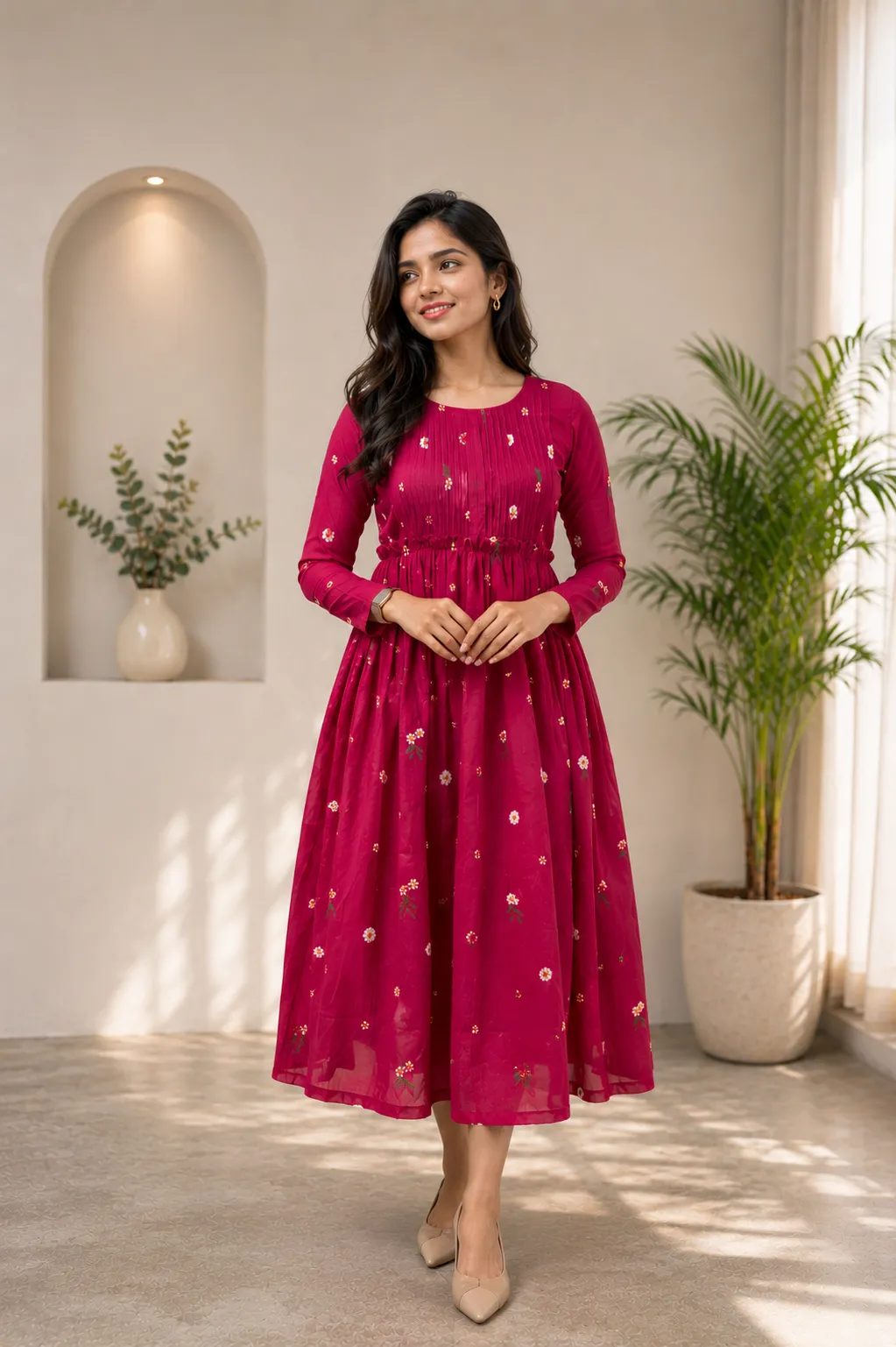 Rani Pink Mulchanderi Frock