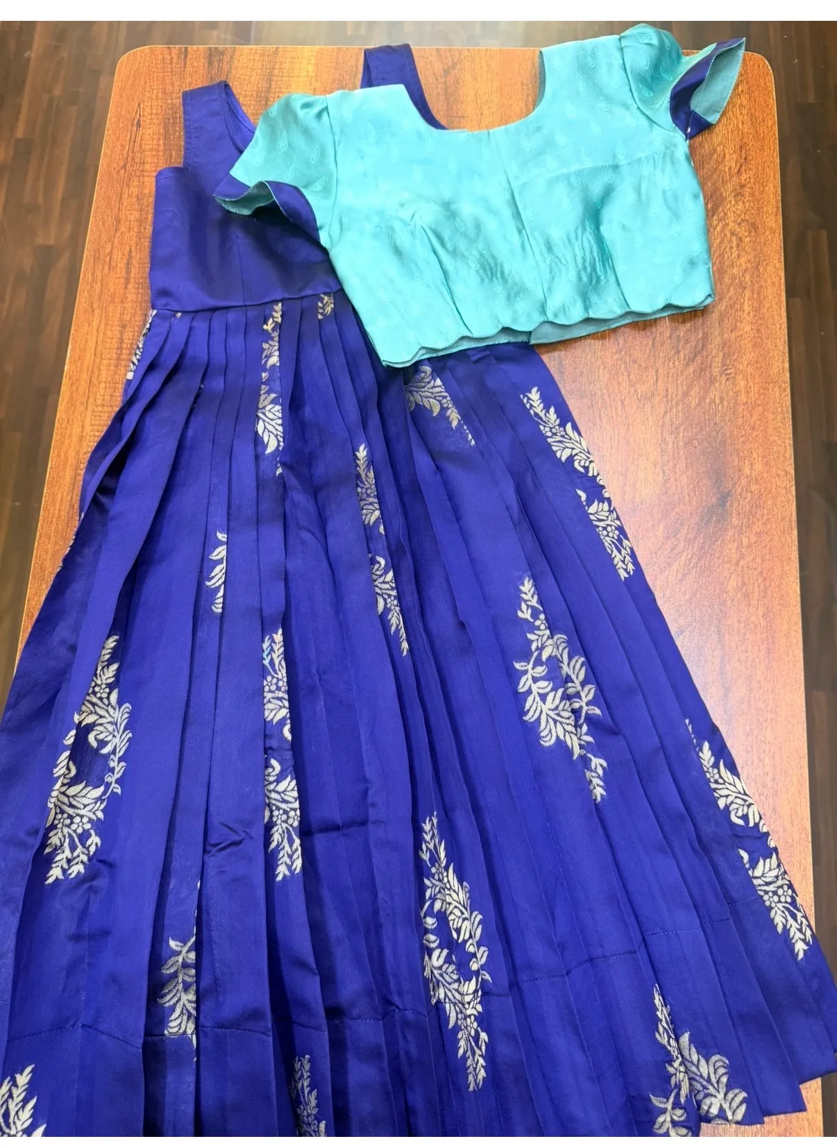 NAVY Blue Kids Pattu Langa and Blouse Jr