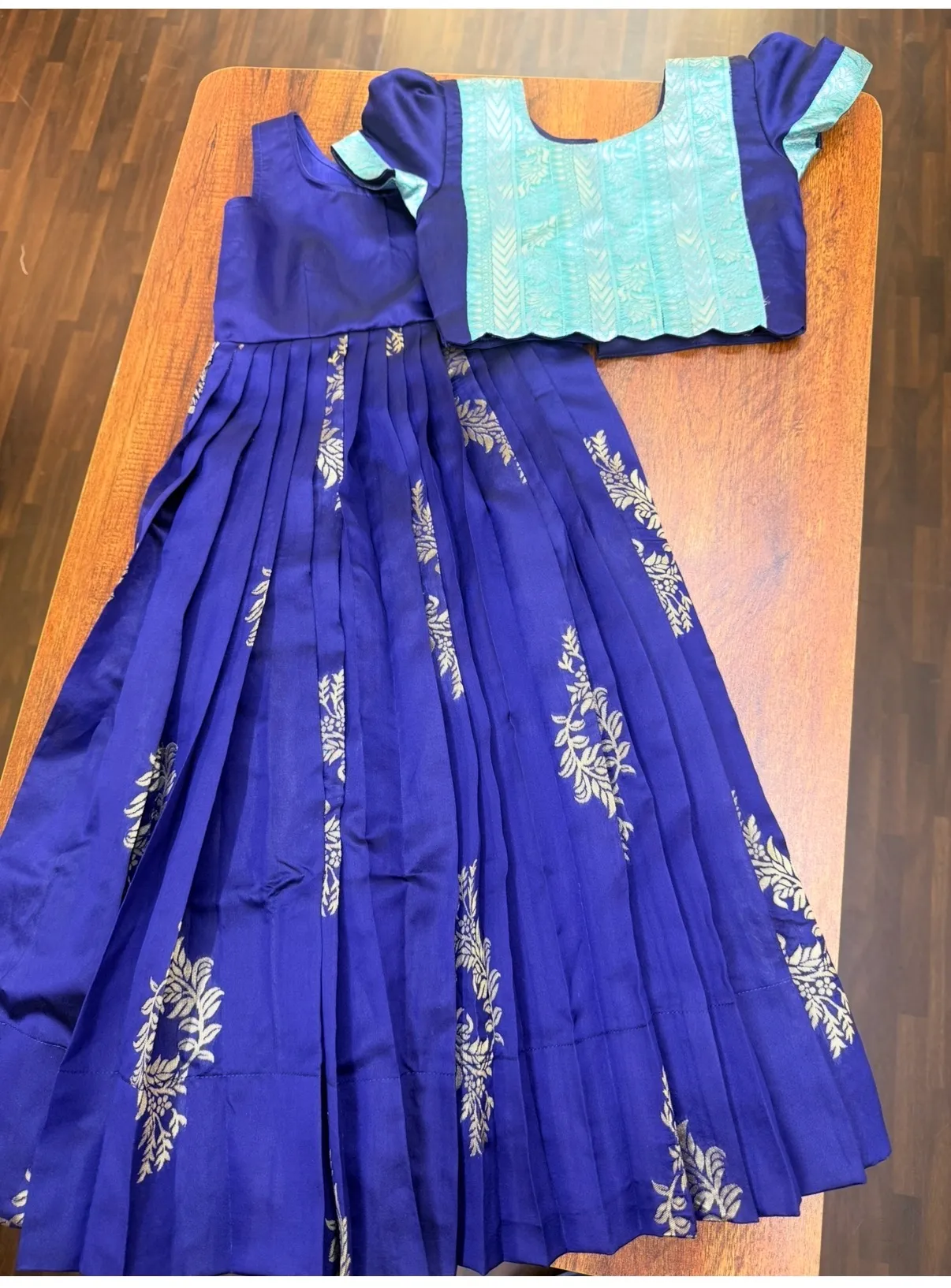 NAVY Blue Kids Pattu Langa and Blouse Sr