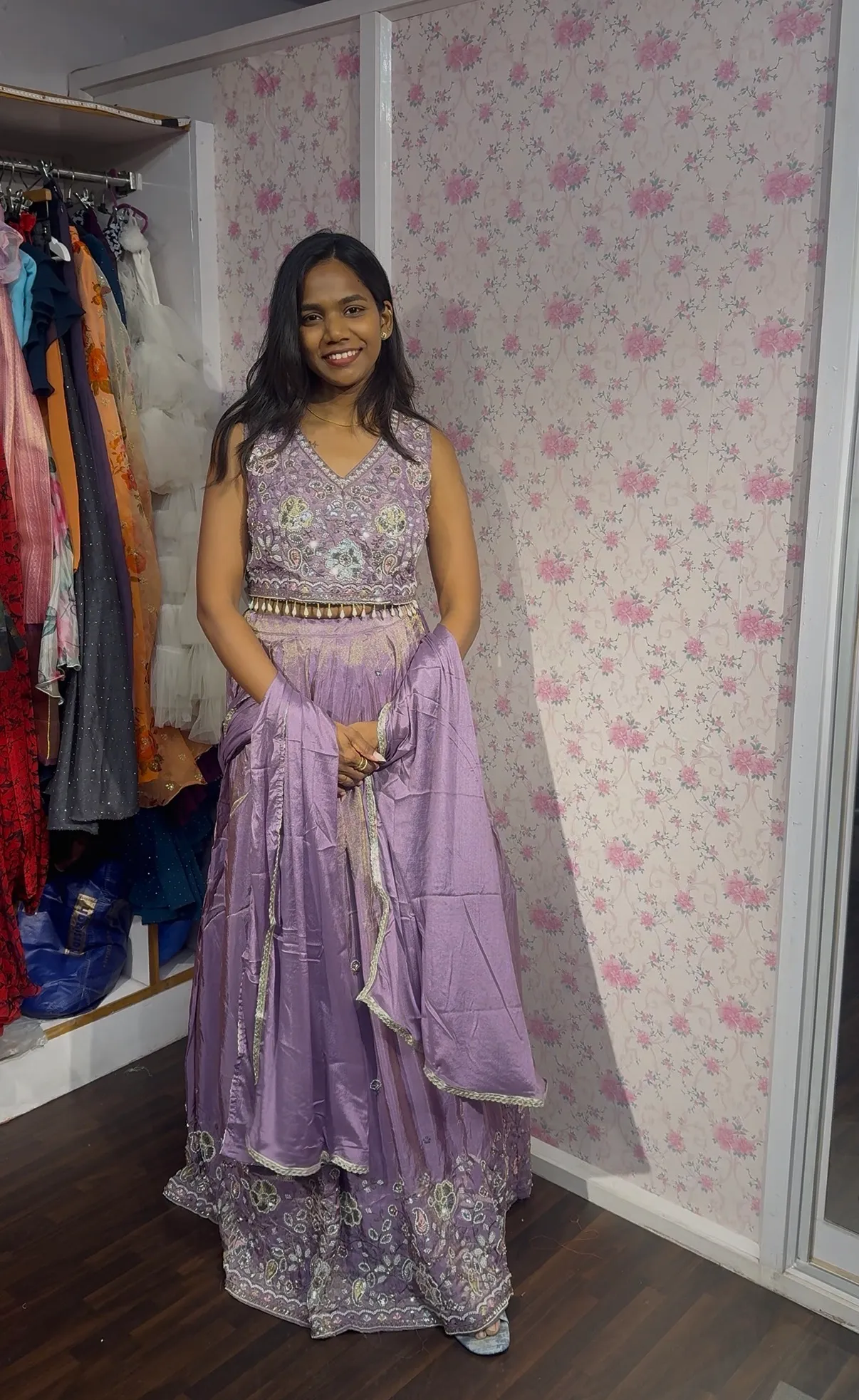 LAVENDER Full work Lehengas