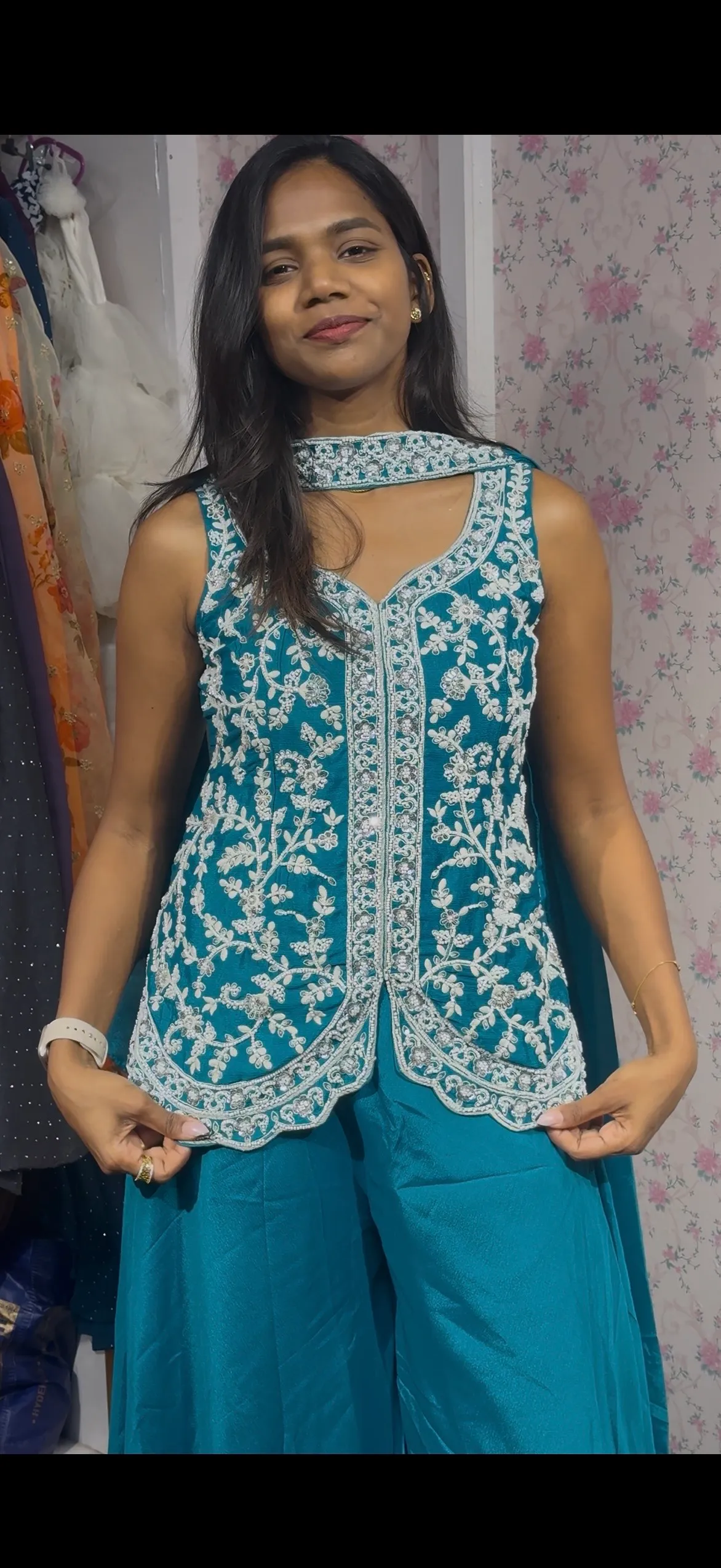 Peacock Blue Sharara 3 Piece set