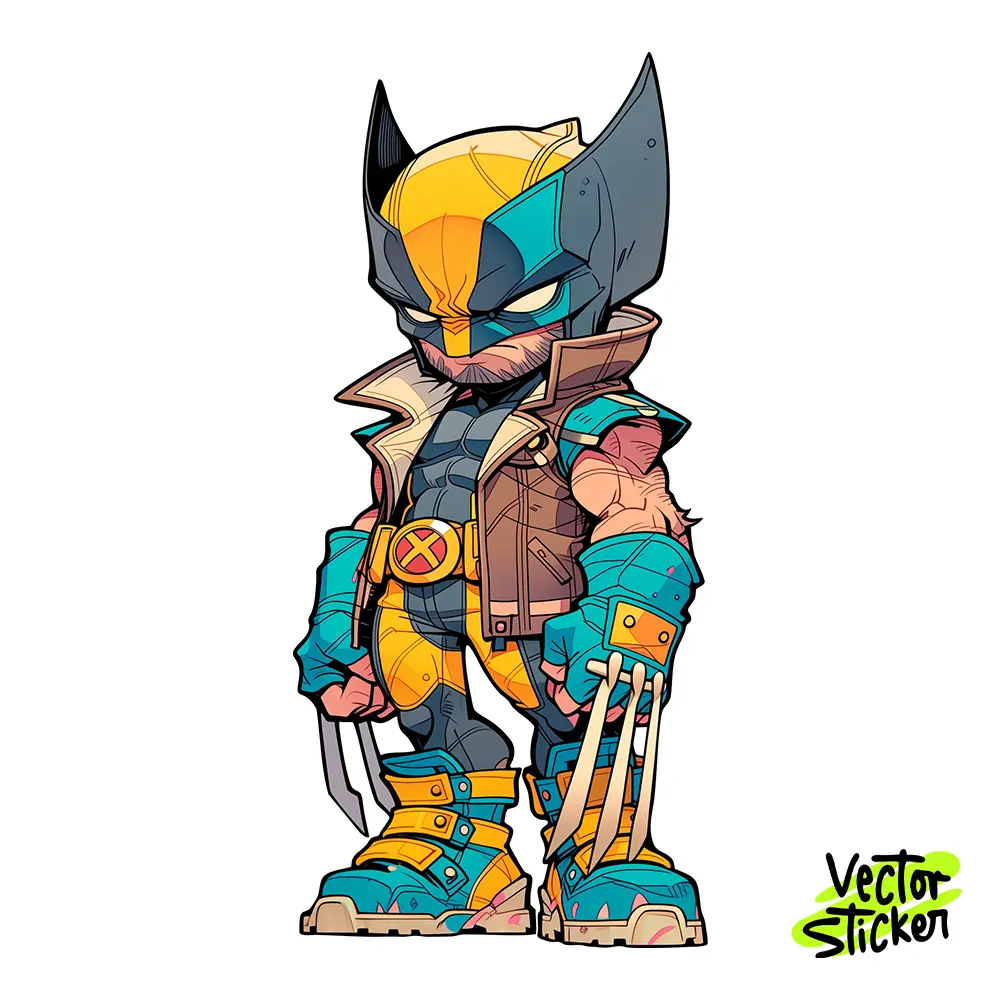 Heroic Clawed Mutant Superhero Illustration – Chibi Style | VectorSticker Free PNG Download