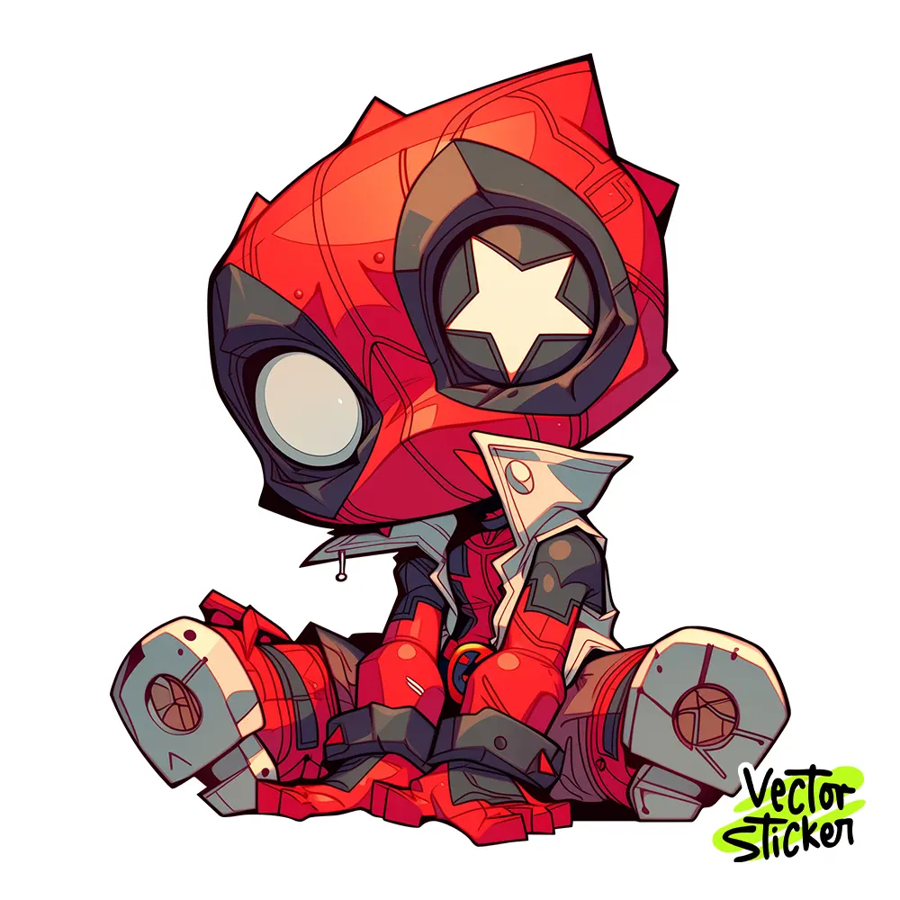 Playful Red Antihero Illustration – Chibi Style | VectorSticker Free PNG Download