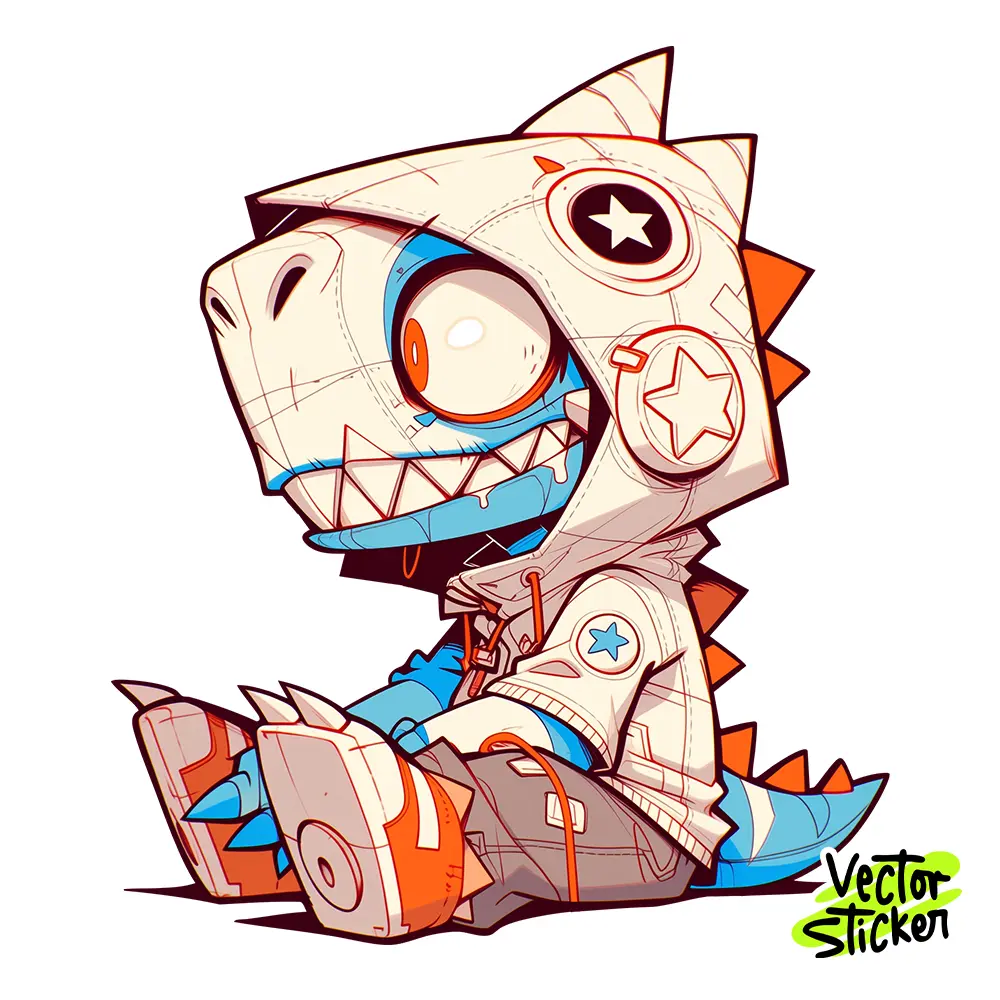 Cute Dinosaur Character Illustration – Cartoon Style | VectorSticker Free PNG Download