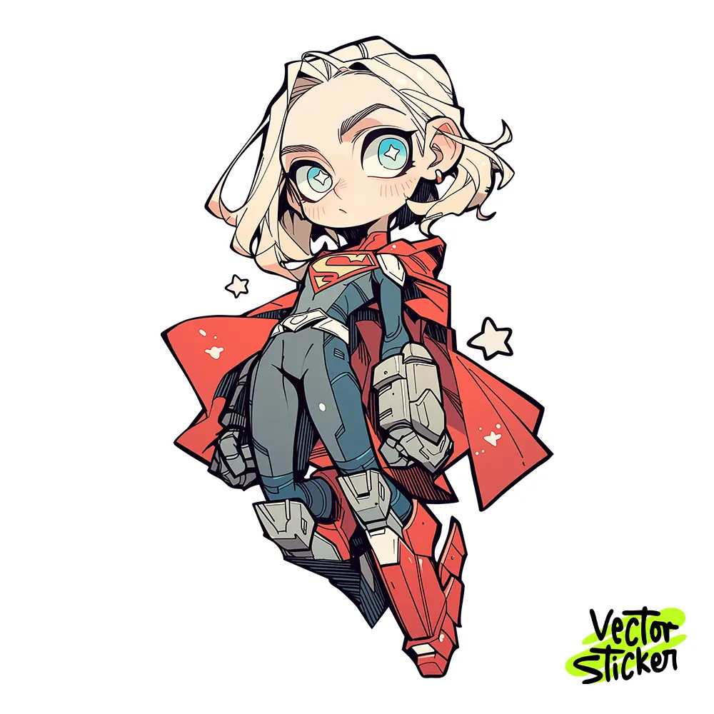 Chibi Blonde Superhero Girl Illustration – Animecore Style | VectorSticker Free PNG Download