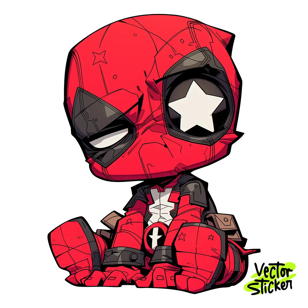 Cute Red Superhero Illustration – Chibi Style | VectorSticker Free PNG Download