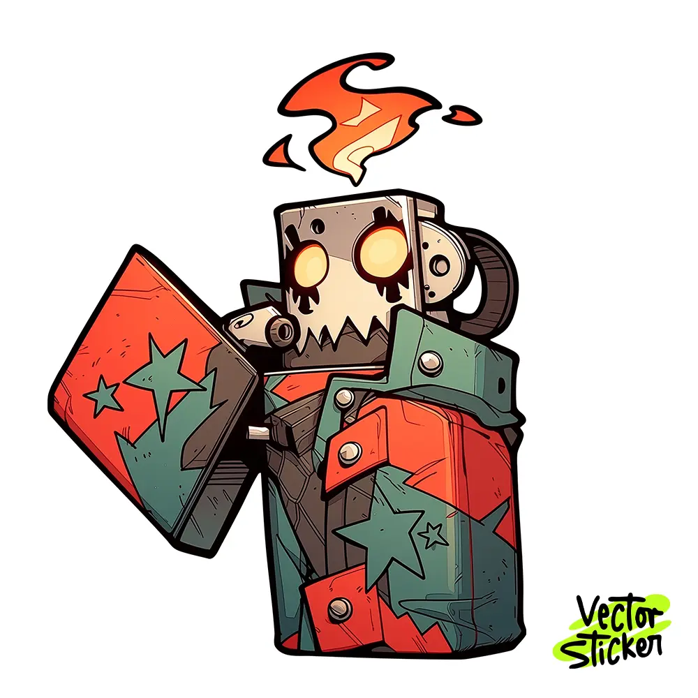 Cool Lighter Character Illustration – Cartoon Style | VectorSticker Free PNG Download