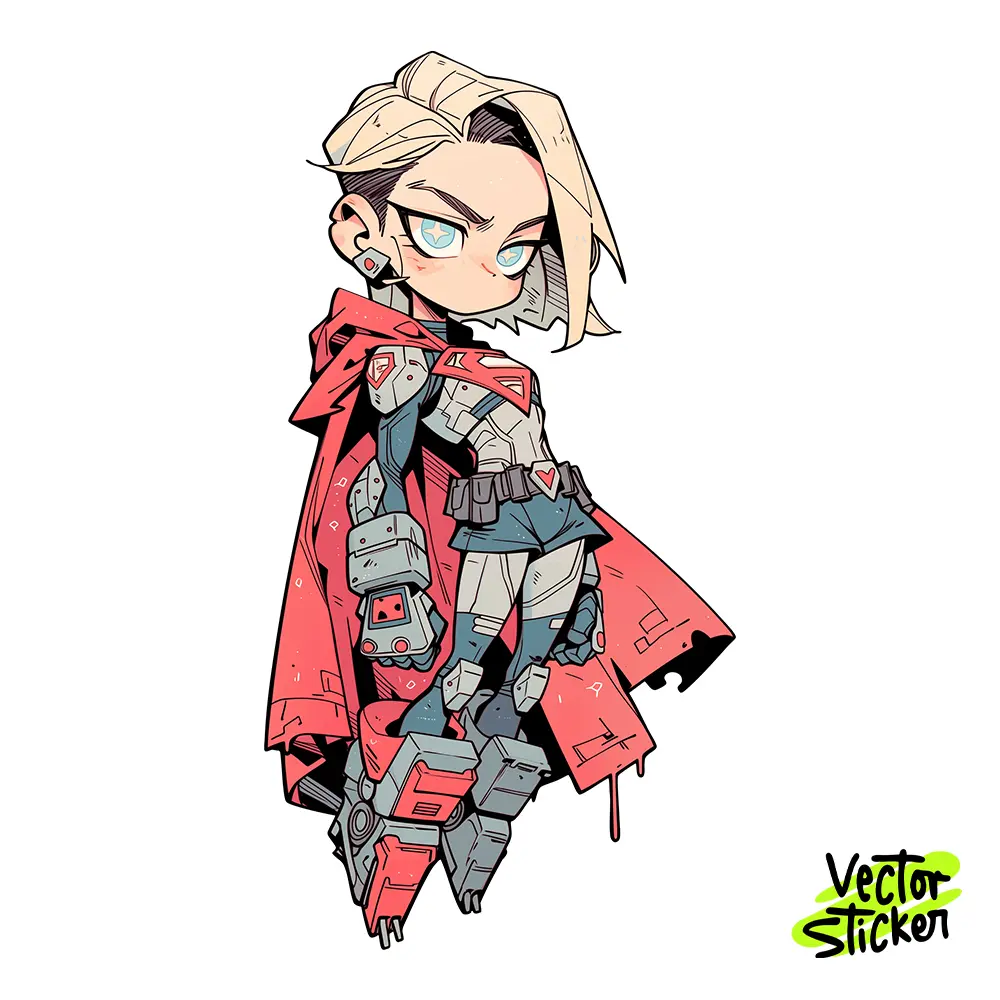 Cool Chibi Superhero Girl Illustration – Anime Style | VectorSticker Free PNG Download